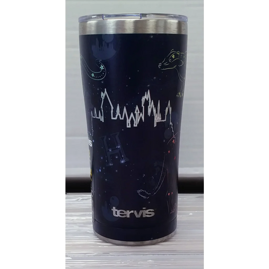 Harry Potter constellation Tervis stainless steel travel mug with night sky mountains