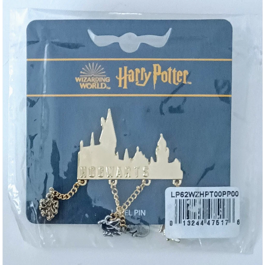 Harry Potter Hogwarts lapel pin with gold and silver accents