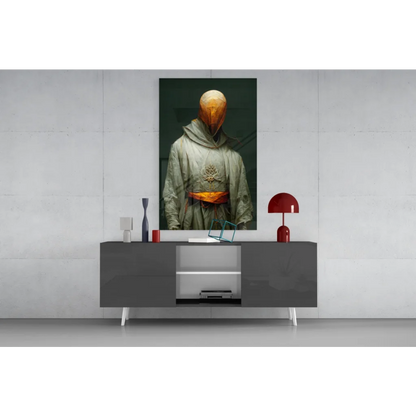 Mysterious hooded figure in glass wall art canvas print