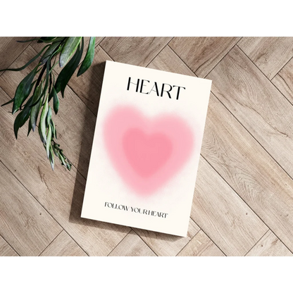 Minimalist white Follow Your Heart book cover on Insigne aluminum print