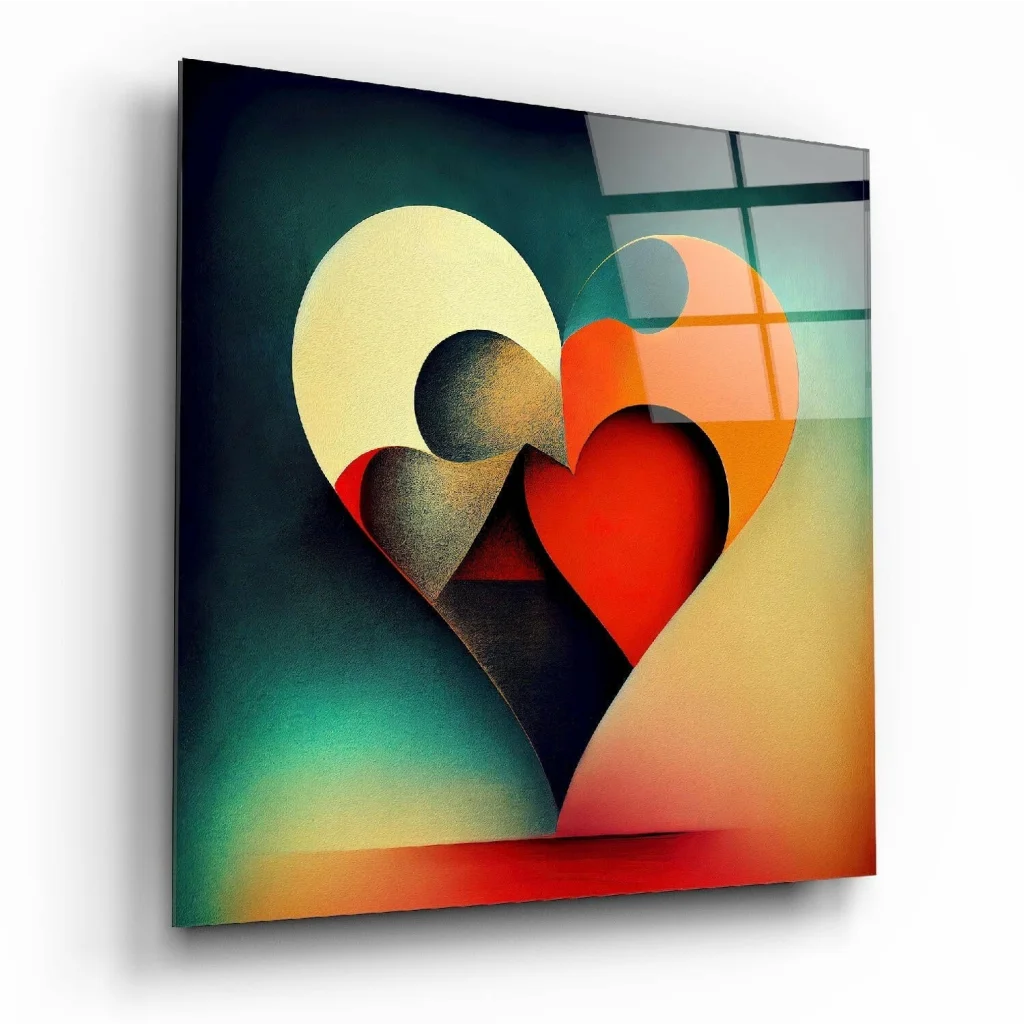 Vibrant Orange Heart Glass Wall Art with Gradient Glow | Insigneart USA | vintageantiquesgifts.com