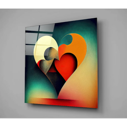 Vibrant Orange Heart Glass Wall Art with Gradient Glow | Glass Wall Art Print | vintageantiquesgifts.com