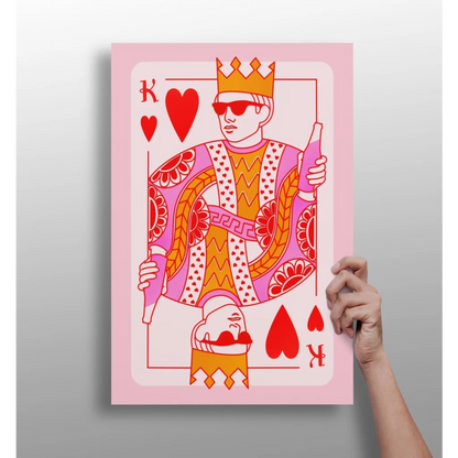 Vibrant king of hearts insigne aluminum print with sunglasses