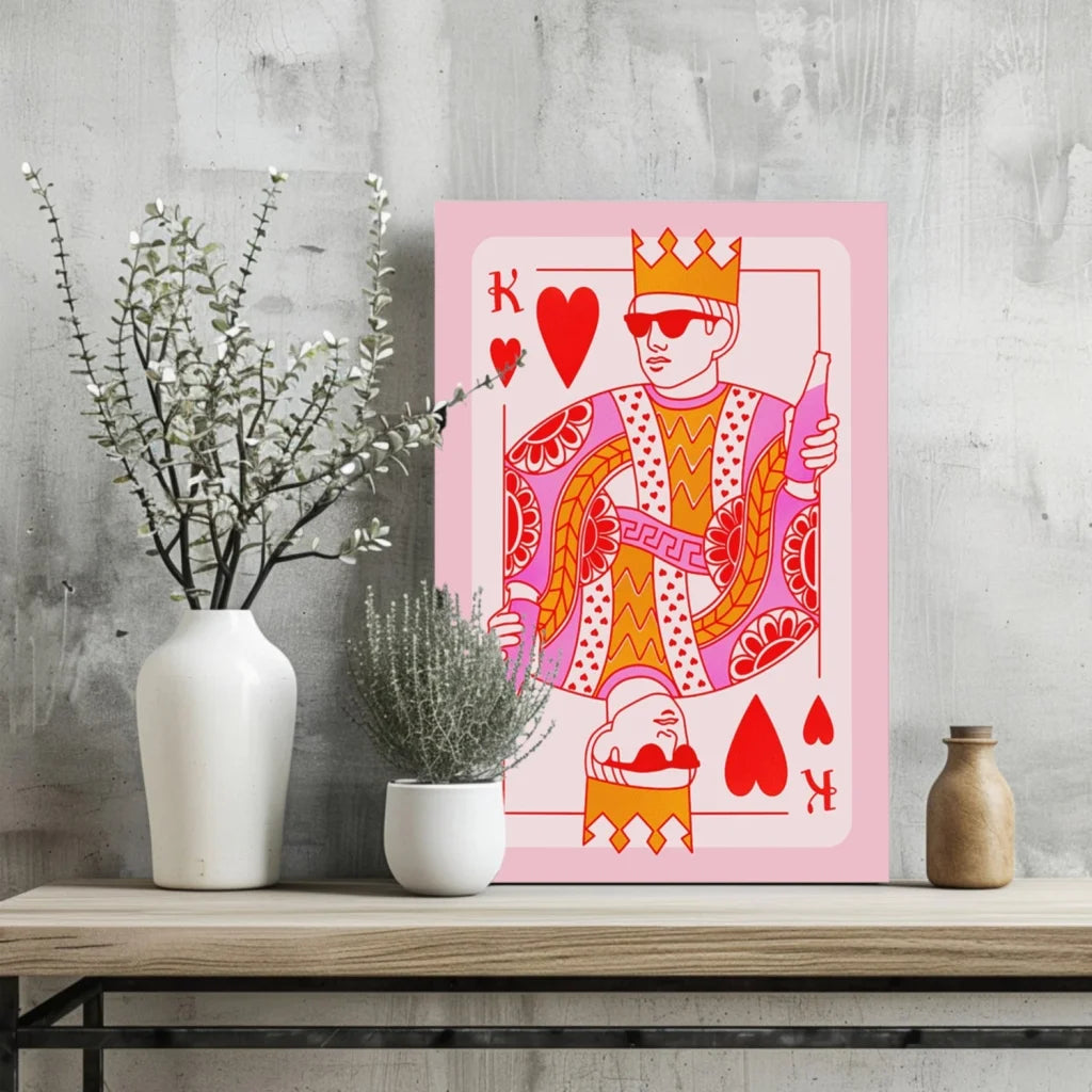 Stylish king of hearts insigne aluminum print with sunglasses