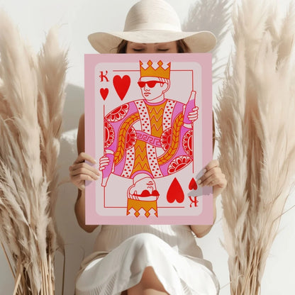 Pink King of Hearts Insigne Aluminum Print with Sunglasses