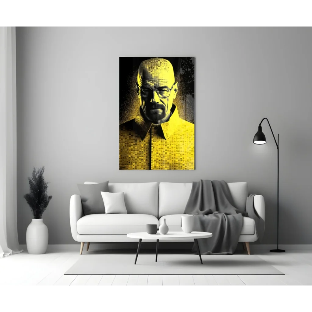 Breaking Bad Walter White Yellow Mosaic Wall Art Canvas Print | Modern Wall Art Decor | vintageantiquesgifts.com
