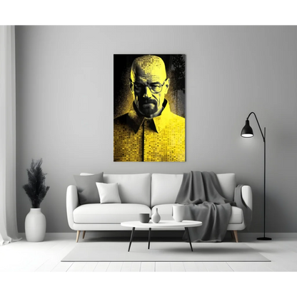 Breaking Bad Walter White Yellow Mosaic Wall Art Canvas Print | Modern Wall Art Decor | vintageantiquesgifts.com