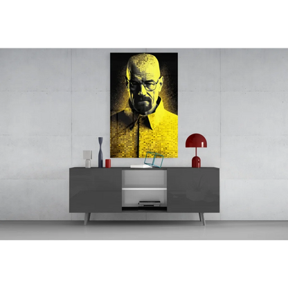 Pixelated yellow black Walter White Breaking Bad wall art canvas print