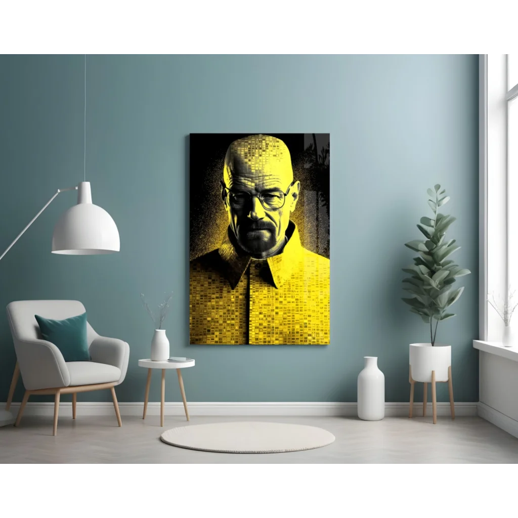 Breaking Bad Walter White Yellow Mosaic Wall Art Canvas Print | Contemporary Home Wall Art | vintageantiquesgifts.com