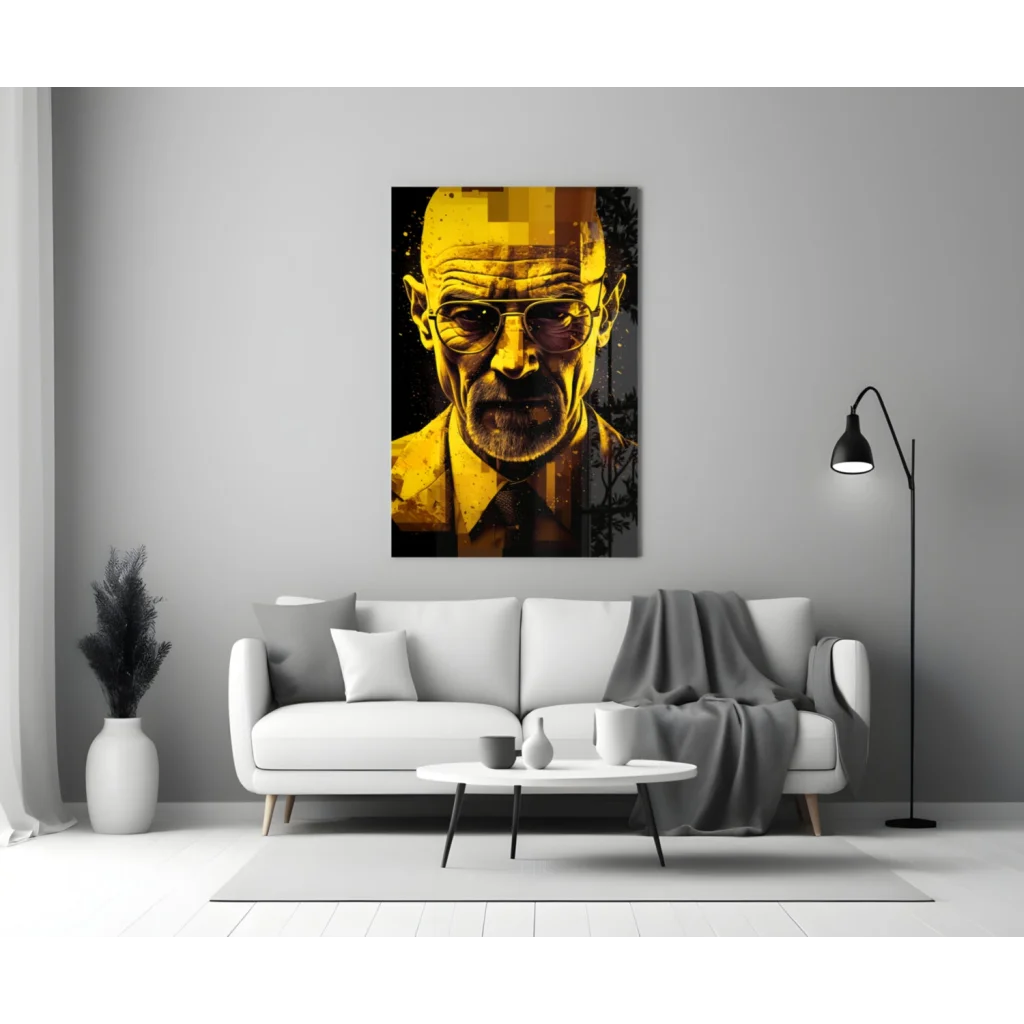 Breaking Bad Walter White Pixelated Glass Wall Art | Modern Wall Art Decor | vintageantiquesgifts.com