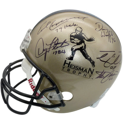 Heisman trophy winners multi autographed gold helmet with 11 signatures