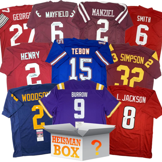 Heisman Winners Autographed College Football Jersey Mystery Box with PSA JSA or Beckett COA | Hall of Fame Sports Memorabilia | vintageantiquesgifts.com