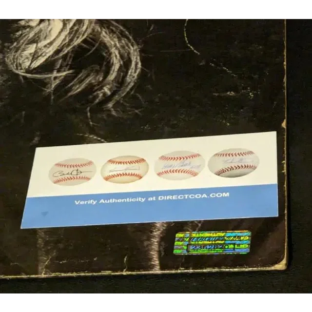 Williams Jr autographed baseball memorabilia sticker with signatures from the Hell Bound Hank Williams Jr album