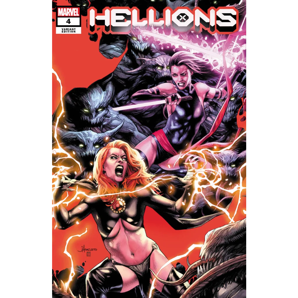 Marvel Comics Hellions #4 cover by Jay Anacleto showing superwomen fighting monsters