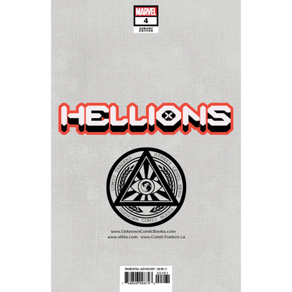 Back cover of Marvel Comics Hellions #4 with Jay Anacleto epic superhero art