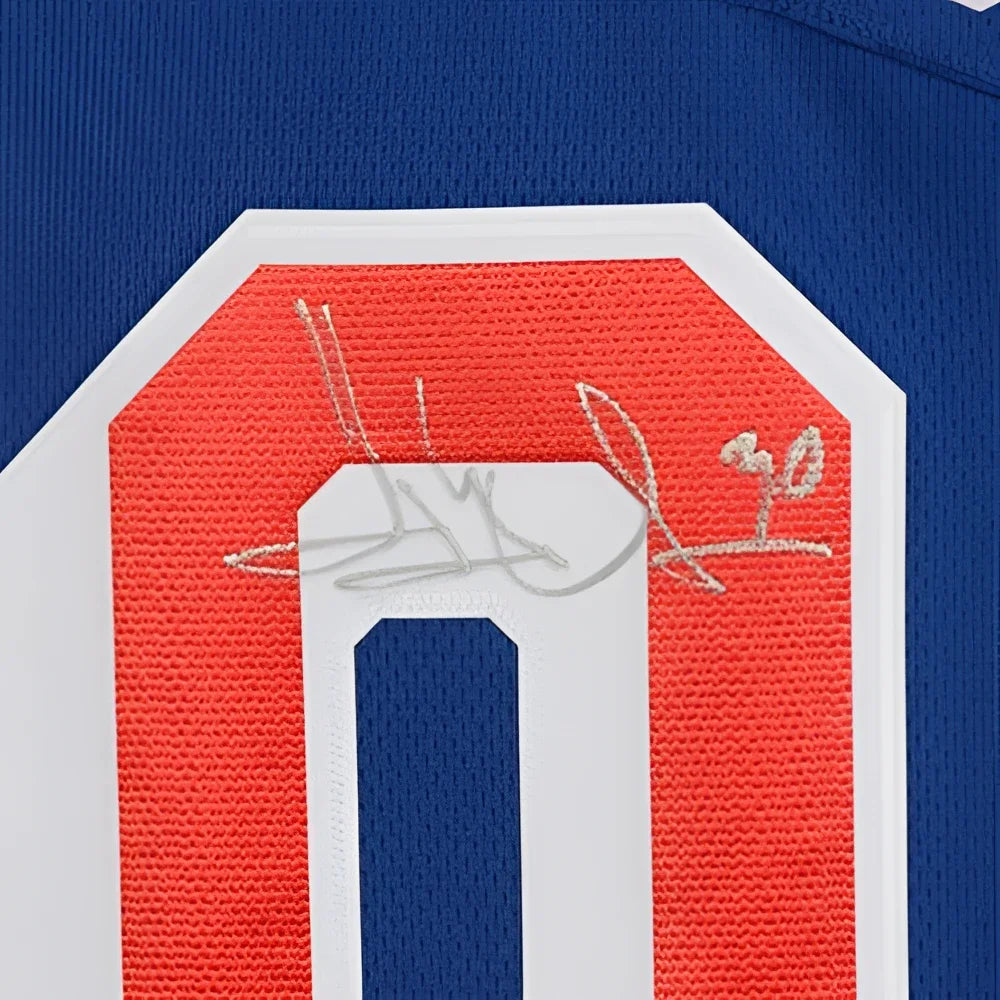 Henrik Lundqvist autographed New York Rangers Fanatics Breakaway Jersey with blue and red 10 patch