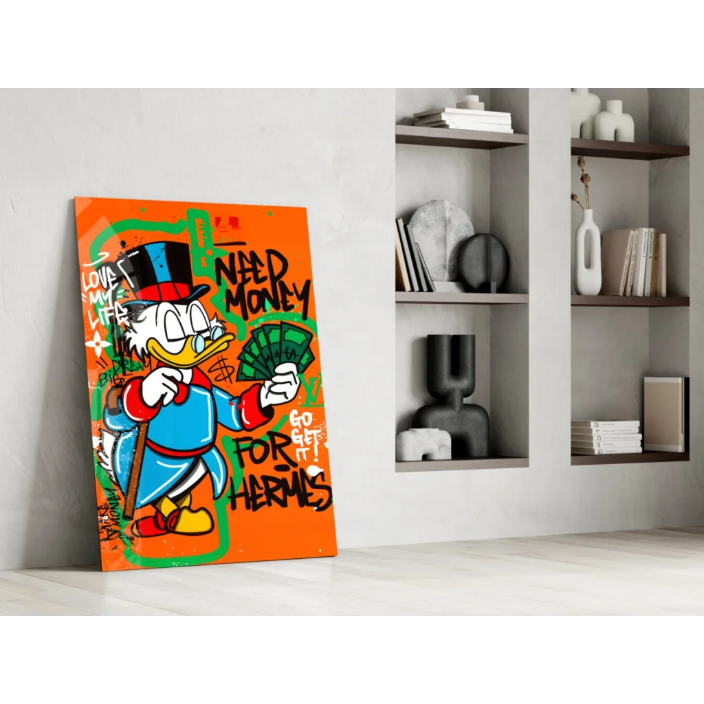 Donald Duck money graffiti wall art canvas print