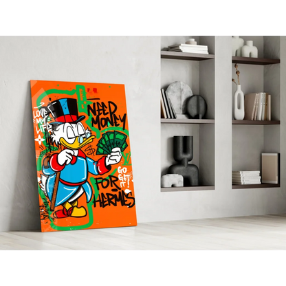 Donald Duck money graffiti wall art canvas print