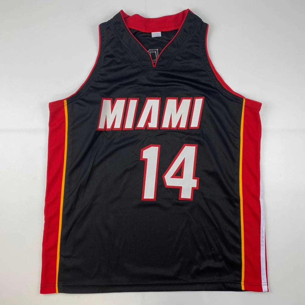 Black Miami Heat Herro 14 custom jersey with red yellow accents large