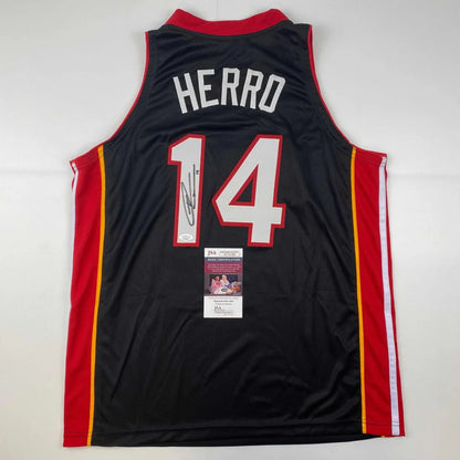 Autographed Tyler Herro 14 custom jersey in black red for professional sports league