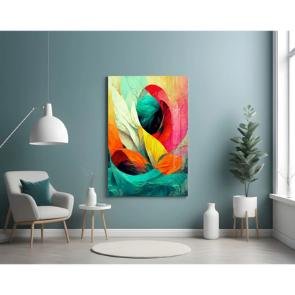 Swirling Floral Glass Wall Art in Bold Vivid Colors | Contemporary Home Wall Art | vintageantiquesgifts.com