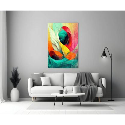 Swirling Floral Glass Wall Art in Bold Vivid Colors | Modern Wall Art Decor | vintageantiquesgifts.com
