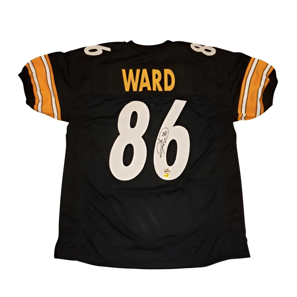 Hines Ward autographed black Pittsburgh jersey with Ward 86