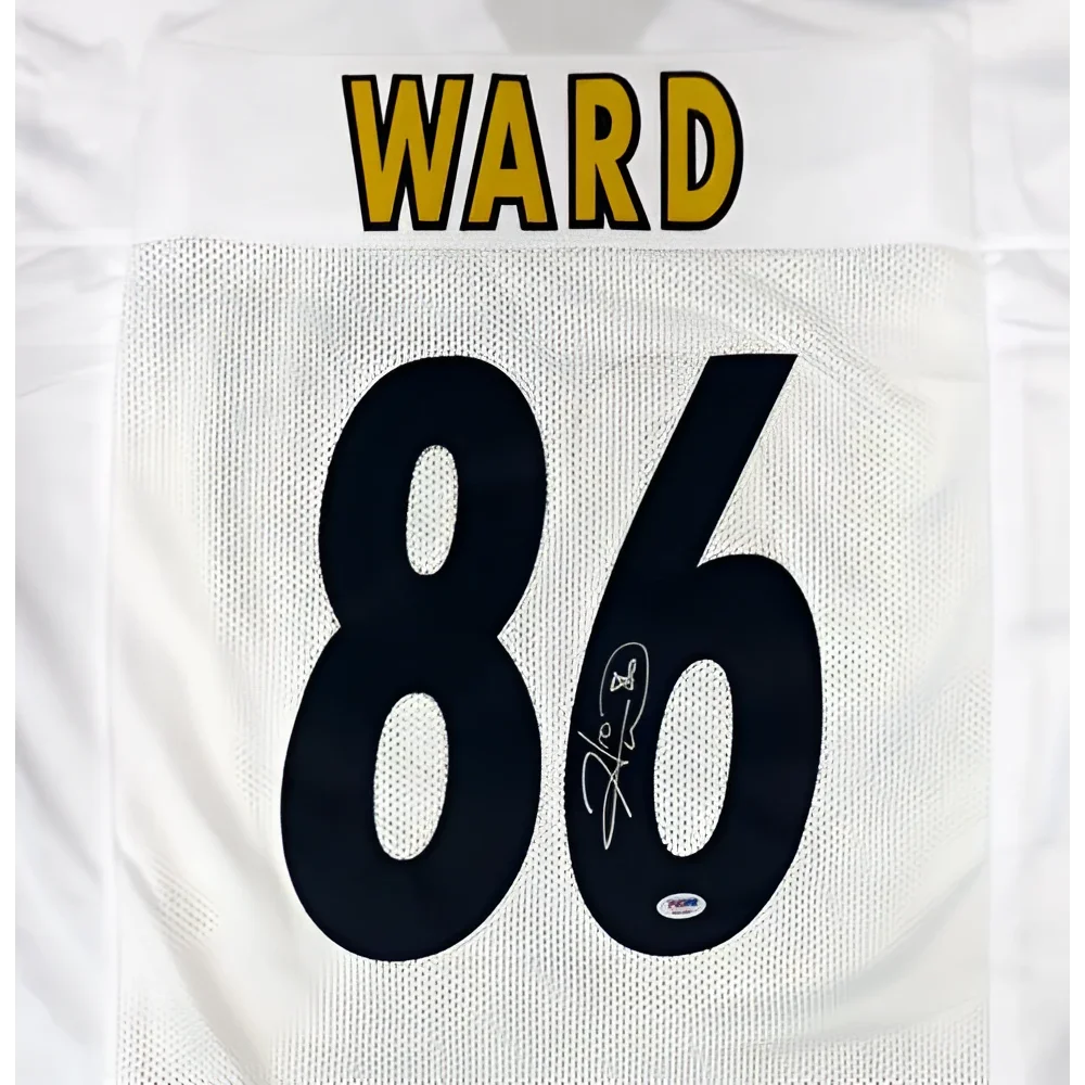 Hines Ward autographed white Pittsburgh #86 custom jersey with yellow Ward lettering