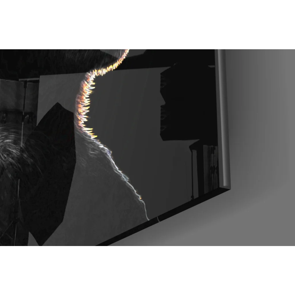 Hip Hop Monkey Trio glass wall art with headphones and gold spiral necklace