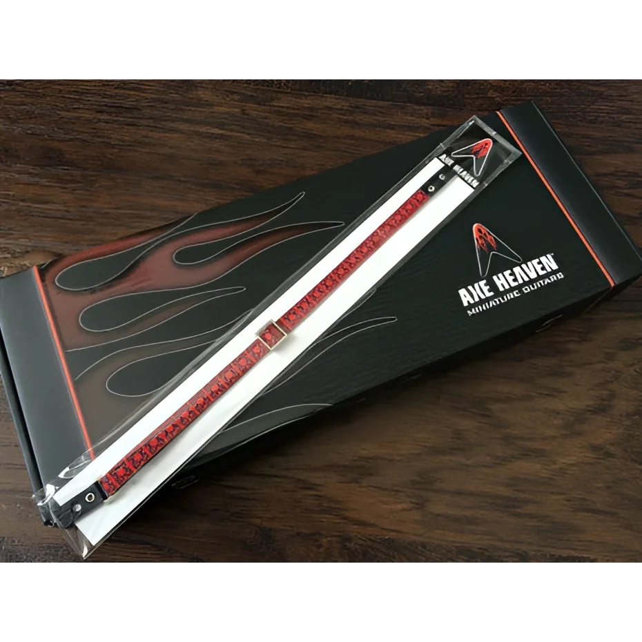 Axe Heaven® Hip Trip Vintage mini guitar in red and white packaging