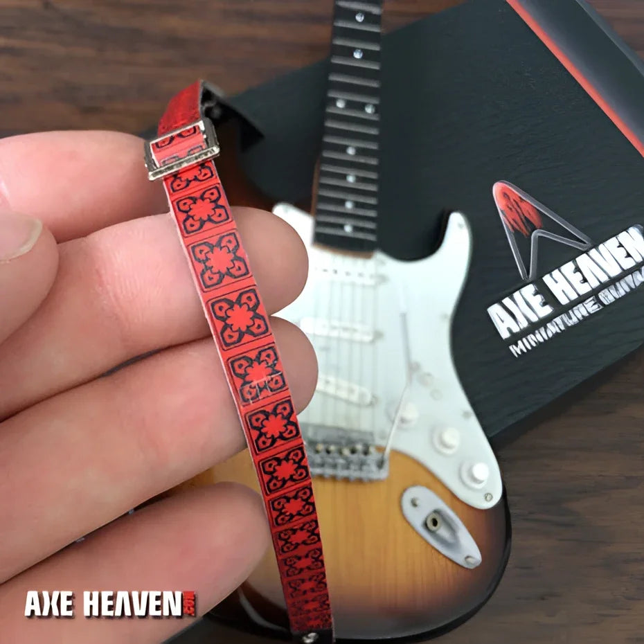 Hip Trip Vintage red mini guitar strap with skull pattern
