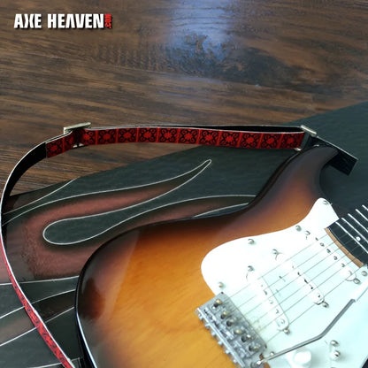Hip Trip Vintage Red Mini Guitar Strap with Skull Design