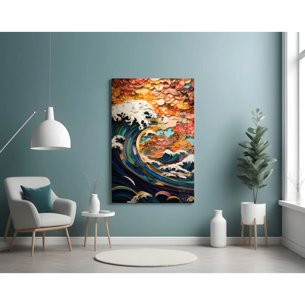 Hokusai Great Wave canvas wall art print in vibrant colors