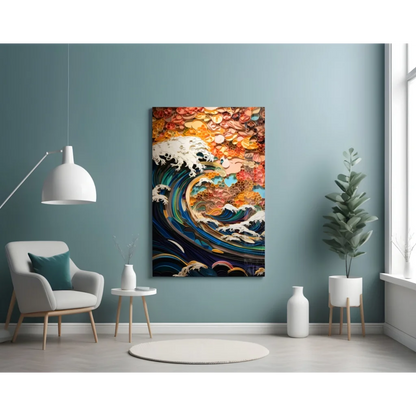 Hokusai Great Wave canvas wall art print in vibrant colors