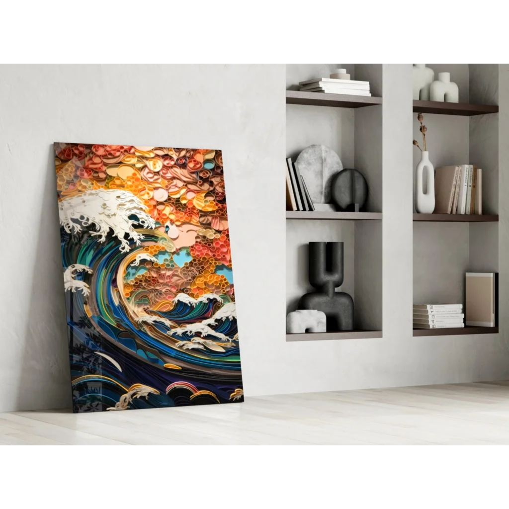 Vibrant Hokusai Great Wave canvas wall art print