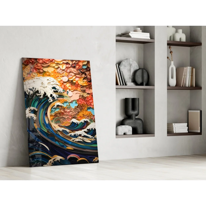 Vibrant Hokusai Great Wave canvas wall art print