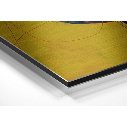 Golden brushed aluminium dibond abstract artwork with black border