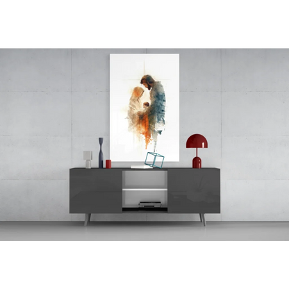 Watercolor Holy Family tender embrace wall art print