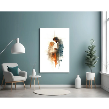 Watercolor Holy Family Canvas Wall Art Print | Contemporary Home Wall Art | vintageantiquesgifts.com