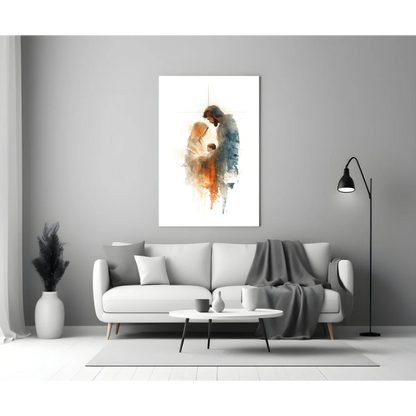 Watercolor Holy Family Canvas Wall Art Print | Modern Wall Art Decor | vintageantiquesgifts.com