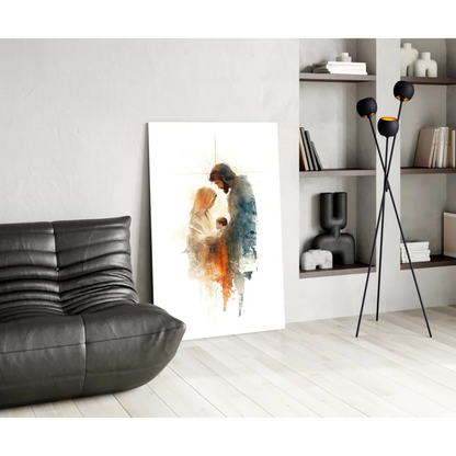 Modern watercolor Holy Family wall art print on canvas