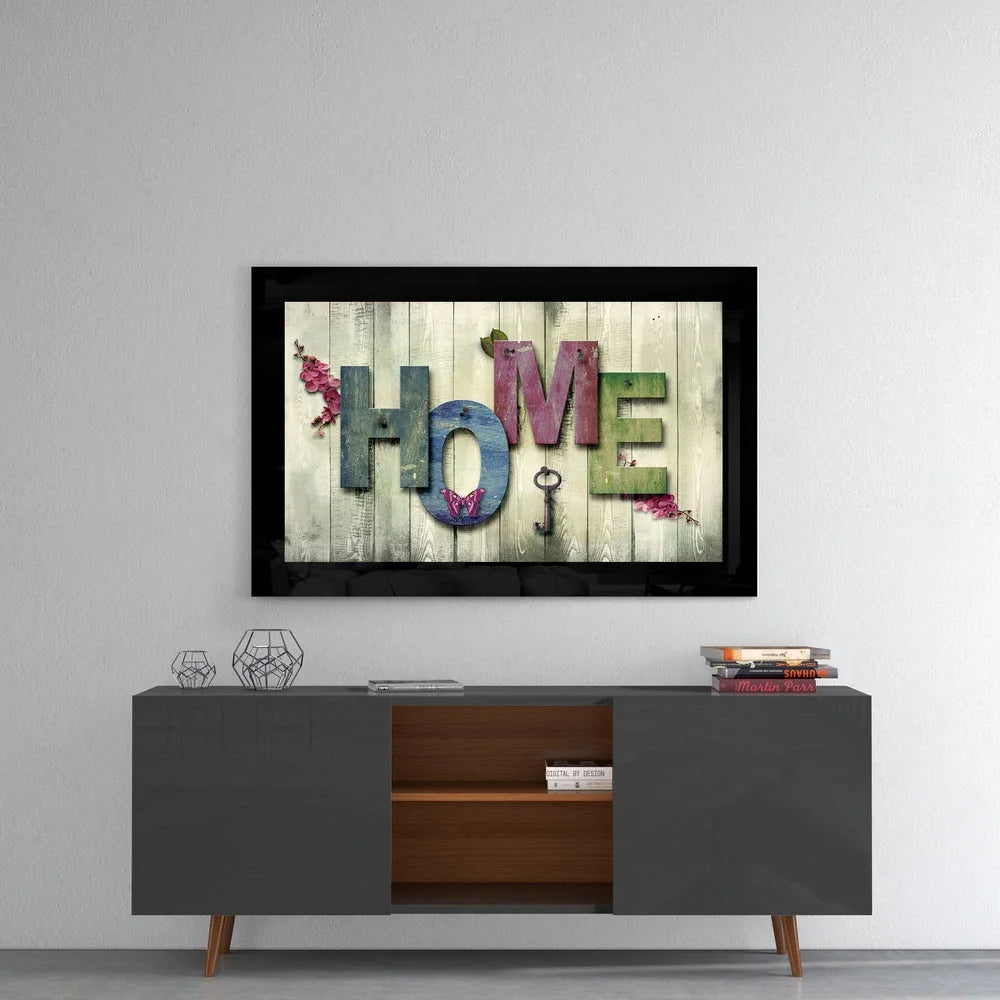 Rustic pink orchid home wall art with vintage key and floral accents