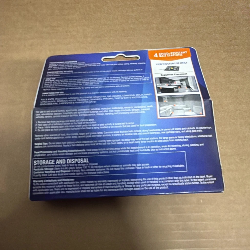 Homeplus Ant Killer 4 child-resistant bait stations blue cardboard packaging