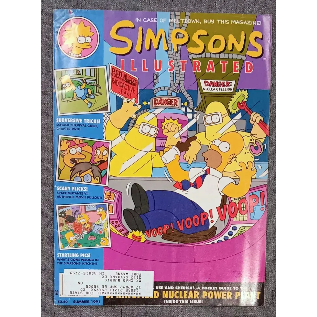 Homer Simpson dramatic pose on 1997 Simpsons Illustrated Magazine summer cover