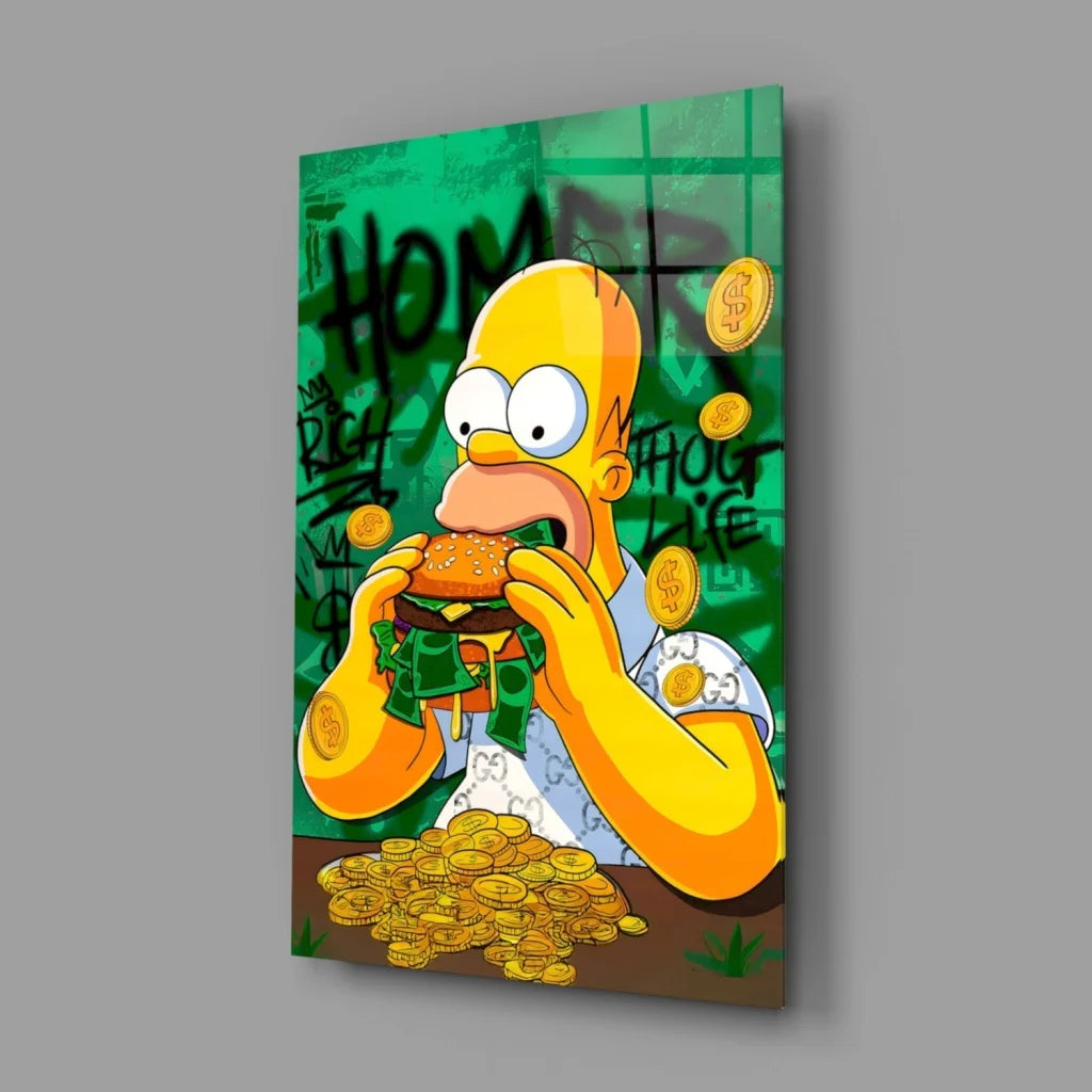 Homer Simpson money burger canvas wall art print