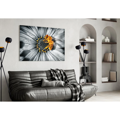 Stunning Bee on Daisy Canvas Wall Art Print | Contemporary Home Wall Art | vintageantiquesgifts.com