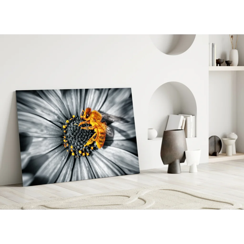 Stunning Bee on Daisy Canvas Wall Art Print | Modern Wall Art Decor | vintageantiquesgifts.com