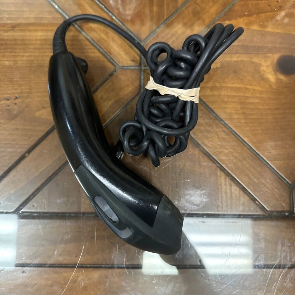 Black plastic corded handset with coiled cable for Honeywell barcode scanner