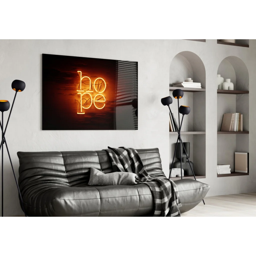 Glowing Hope Neon Sign Canvas Wall Art | Contemporary Home Wall Art | vintageantiquesgifts.com