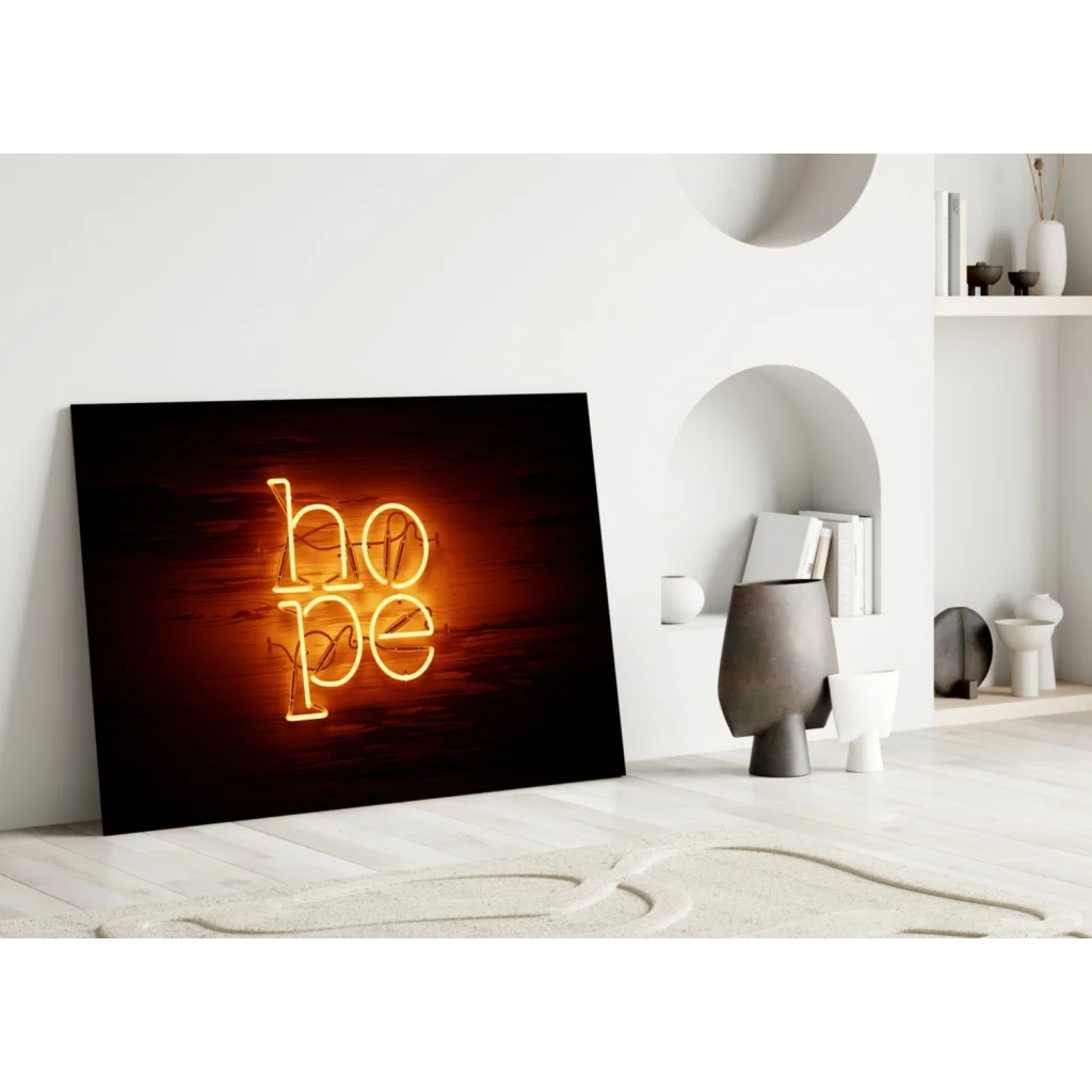 Glowing Hope Neon Sign Canvas Wall Art | Modern Wall Art Decor | vintageantiquesgifts.com